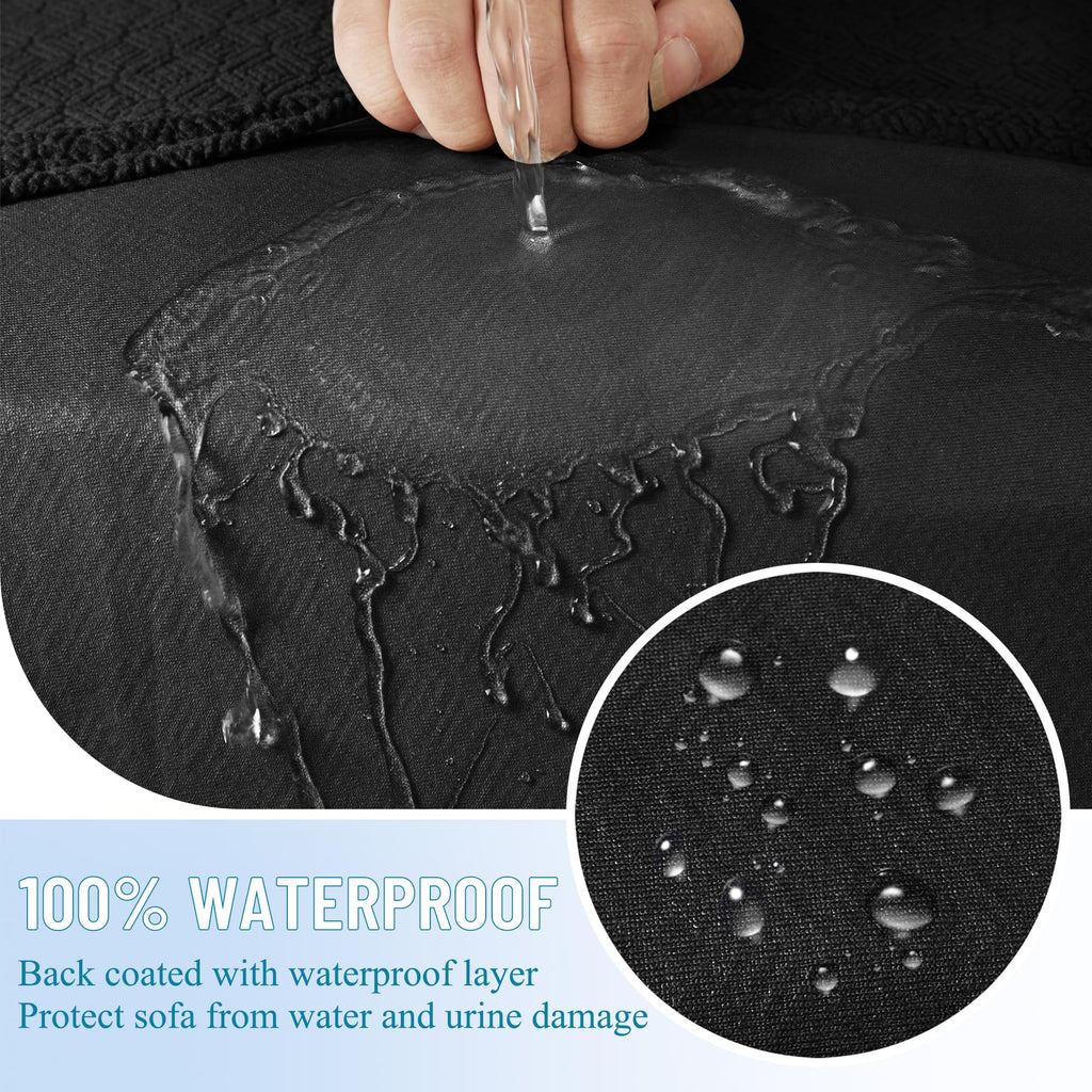 100% Waterproof Sectional Couch Cushion Covers 8 Pieces L Shape Sectional Cover Stretch Chaise Sofa Seat Slipcover