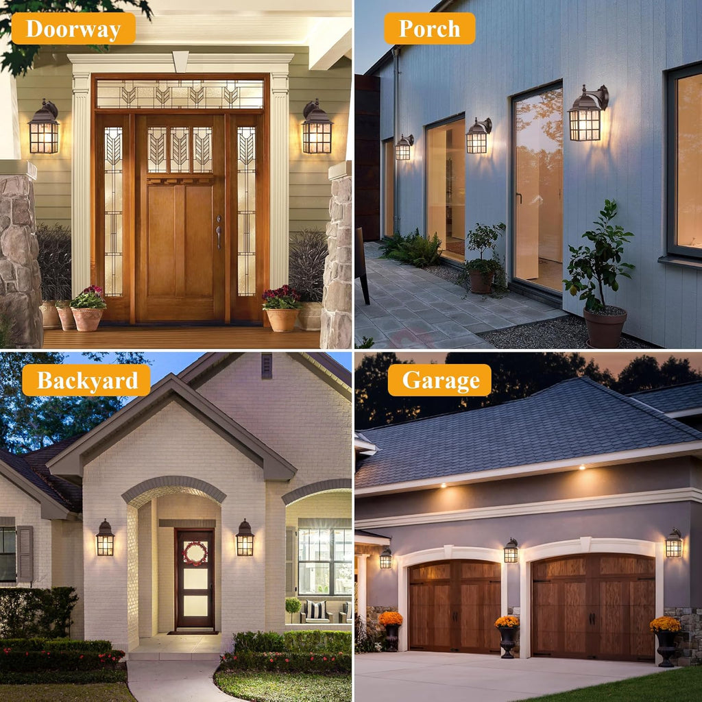 2-Pack Dusk to Dawn Outdoor Lights for House, Exterior Porch Light Fixtures Wall Mount with Photocell Sensor