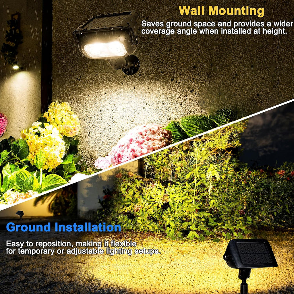 Solar Landscape Spotlights Outdoor for Garden Ambience, Warm White LED Spot Lights for Tree, Flag Lighting