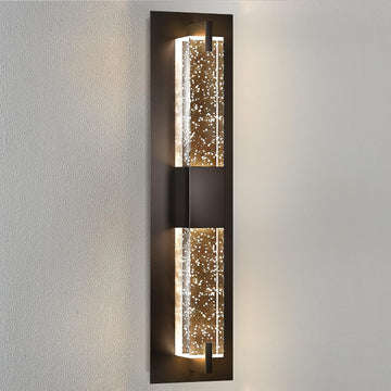 LED Wall Sconce Light: 19 Inch Black Modern Sconces Wall Lighting 3000K Dimmable Crystal Wall Lamps Indoor Bathroom