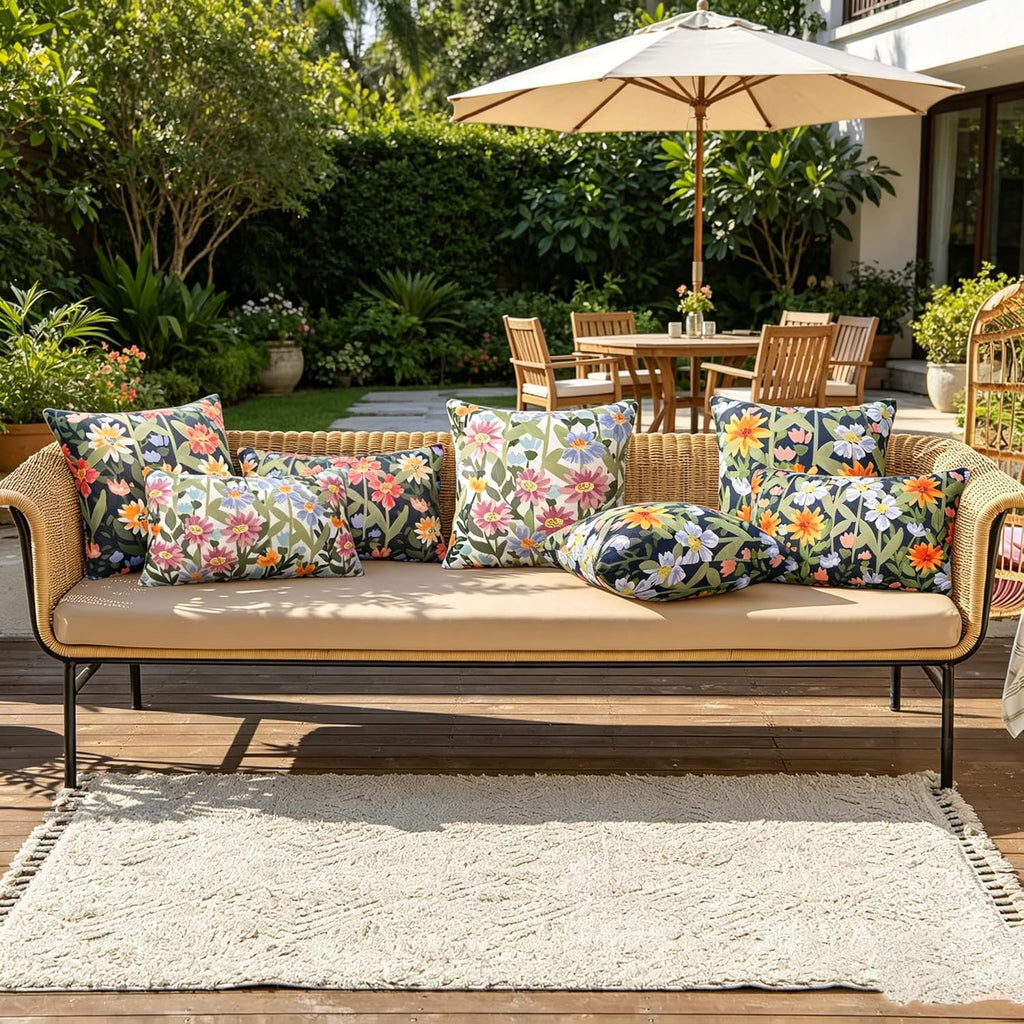 Outdoor Pillows Covers Pack of 2 Spring Summer Floral Waterproof Throw Pillow Covers 18X18 inch Outdoor Pillows