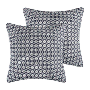 Jules - Quilted Euro Shams Set of Two (26 x 26 in.), No Insert - Medallion - Cotton