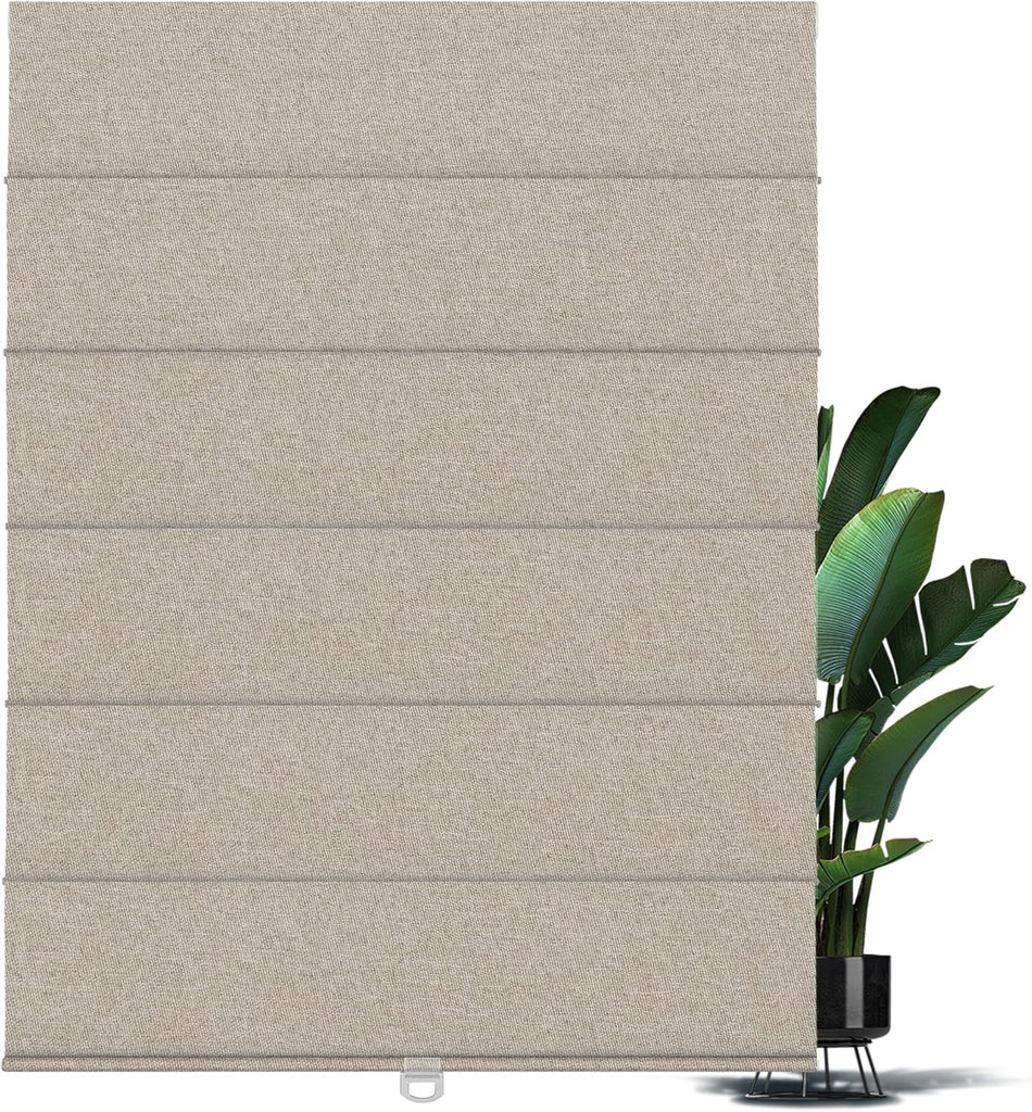 Blackout Roman Shades for Windows Cordless,Pull Down Linen Fabric Roman Blinds,Privacy Window Shades for Door Windows