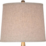 St. Claire Mid Century Modern Table Lamp 30 3/4" Tall Wood Brown Open Vase Taupe Fabric Drum Shade Living Room House