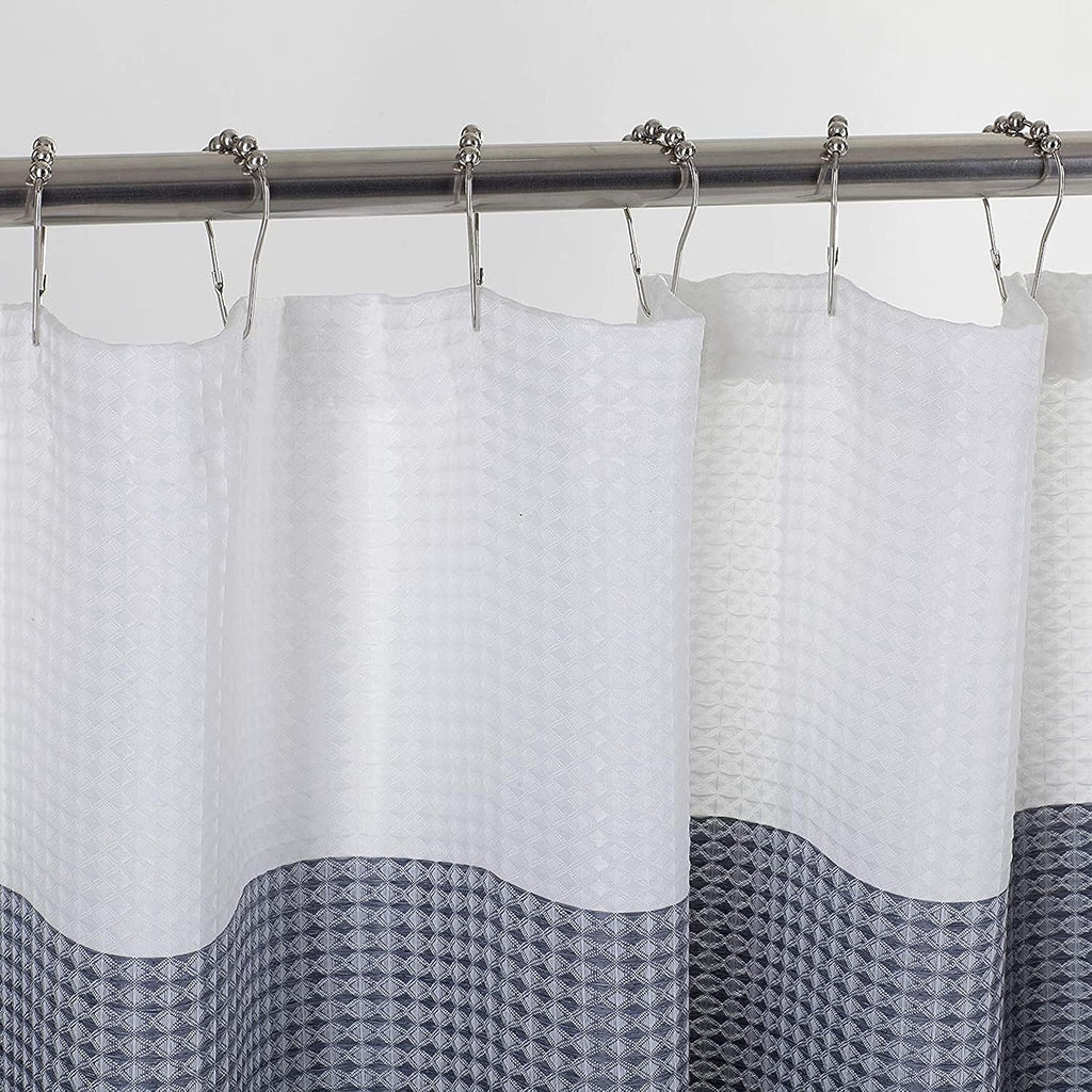 Waffle Weave Waterproof Shower Curtains, Navy 70" x 72", Bath Curtains, Shower Curtain Waterproof Fabric with 12