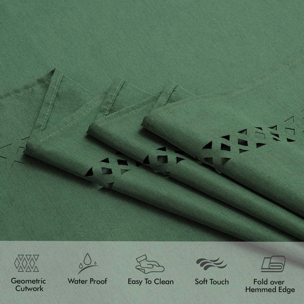 Army Green 60 Inch Round Linen Christmas Tablecloth with Cutouts
