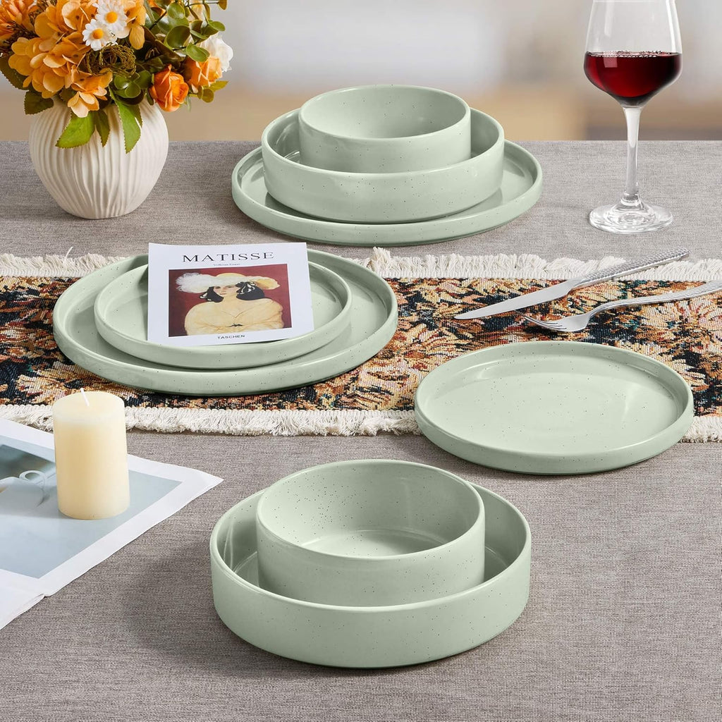 8 Piece Plates and Bowls Set, Kitchen Dinnerware Sets with Pasta Bowls, Dinner Ware Dishes Service for 2