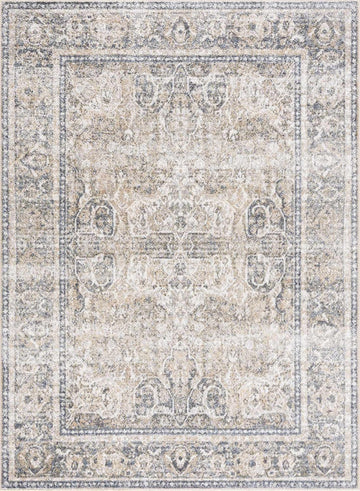 Arias Machine Washable Farmhouse Traditional Medallion Area Rug - Bohemain Vintage Distressed Bordered Carpet