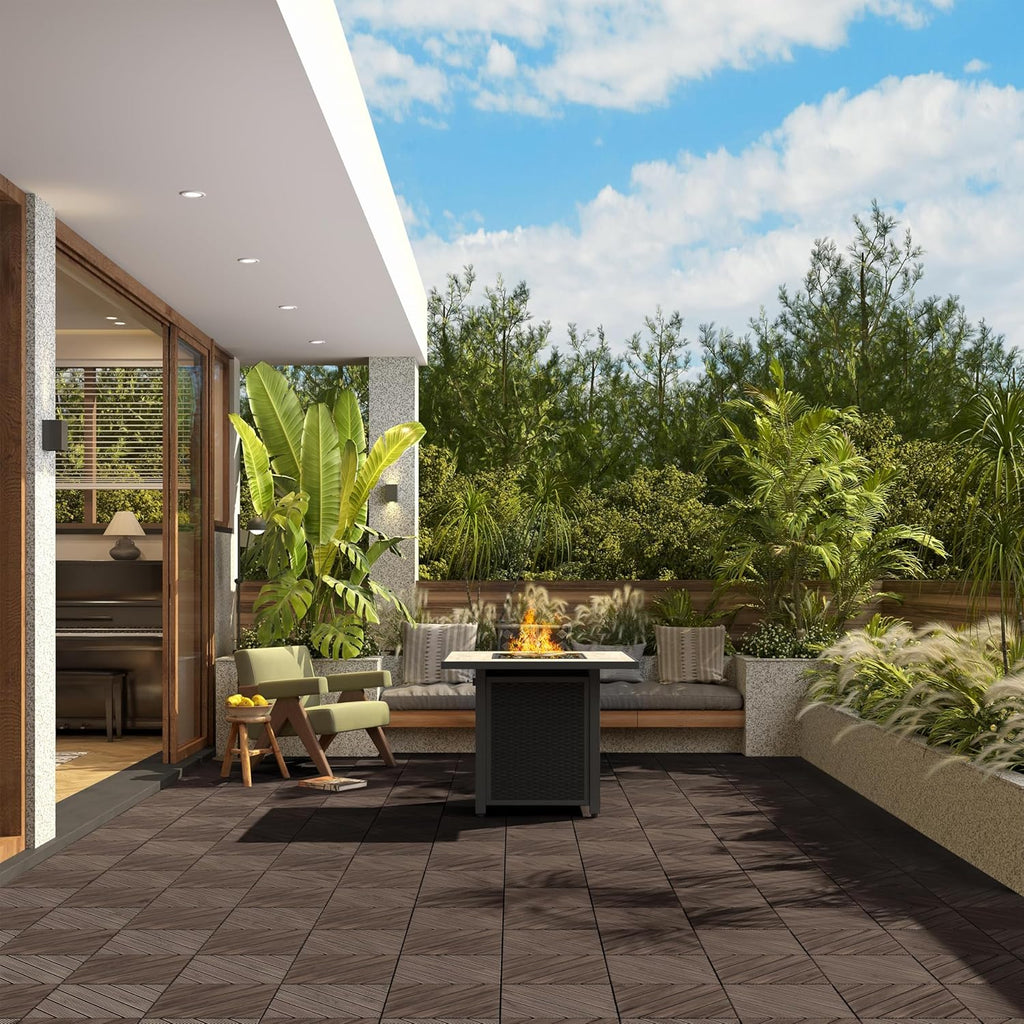 27PCS Wooden Flooring Patio Deck Tiles Interlocking Tiles Patio Solid Wood and Plastic Indoor&Outdoor 12 x 12in