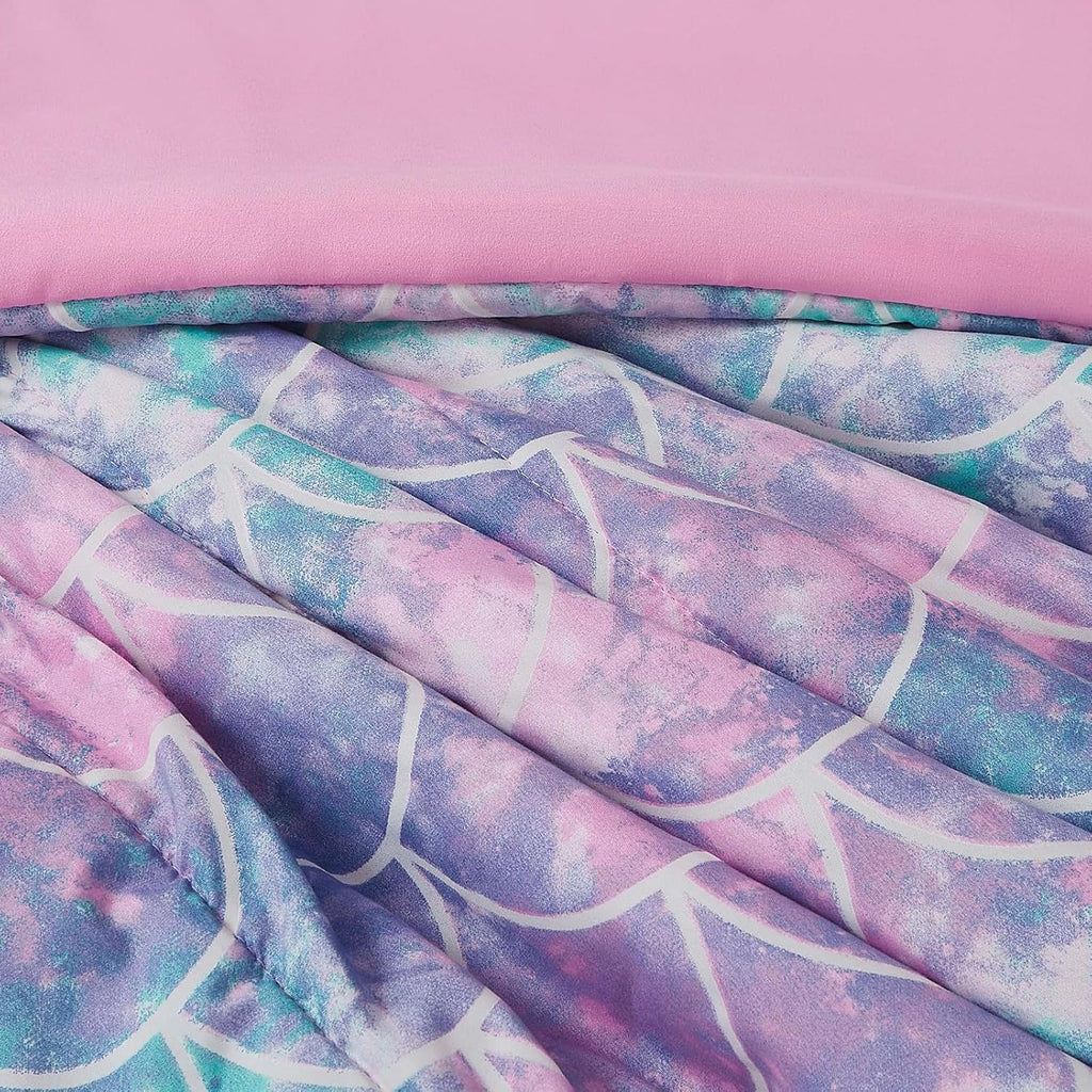 Comforter Set for Girls-3 Pieces Mermaid Glow in the Dark Bedding Sets for Kids, 1 Comforter, 1 Sham and 1