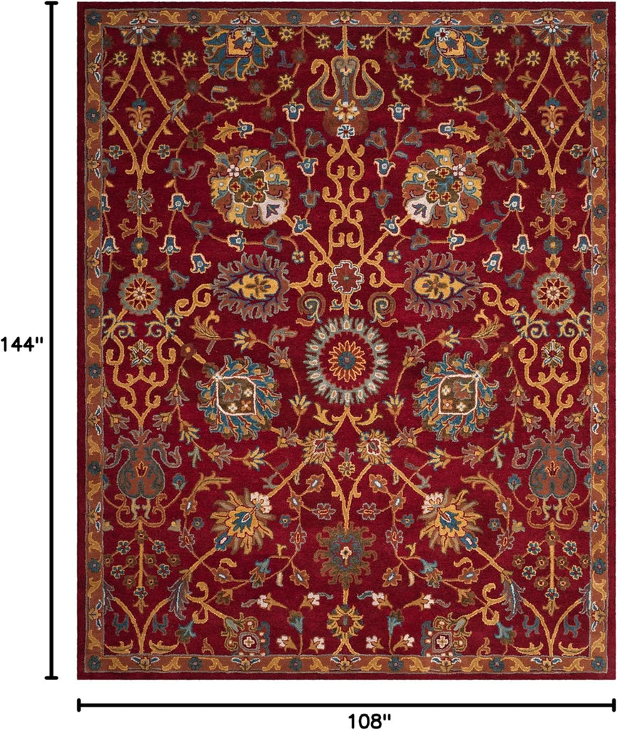 Heritage Area Rug - 9' x 12', Red, Handmade Traditional Oriental Wool