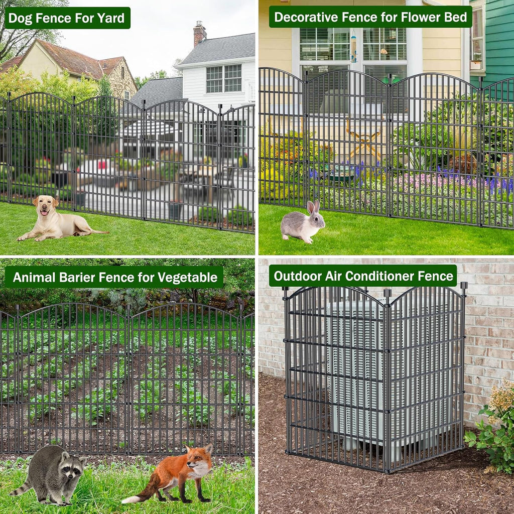 10 Panels No Dig Decorative Garden Fence - 40 in (H) x 23.6 ft (L), Dog Fence Outdoor for Yard,Rustproof Metal Animal