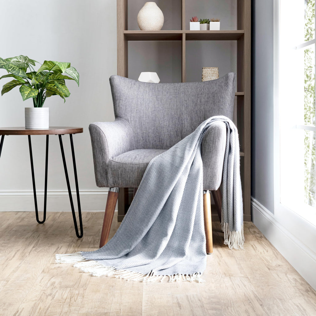 Herringbone Throw Blanket - One Size Dusk Blue