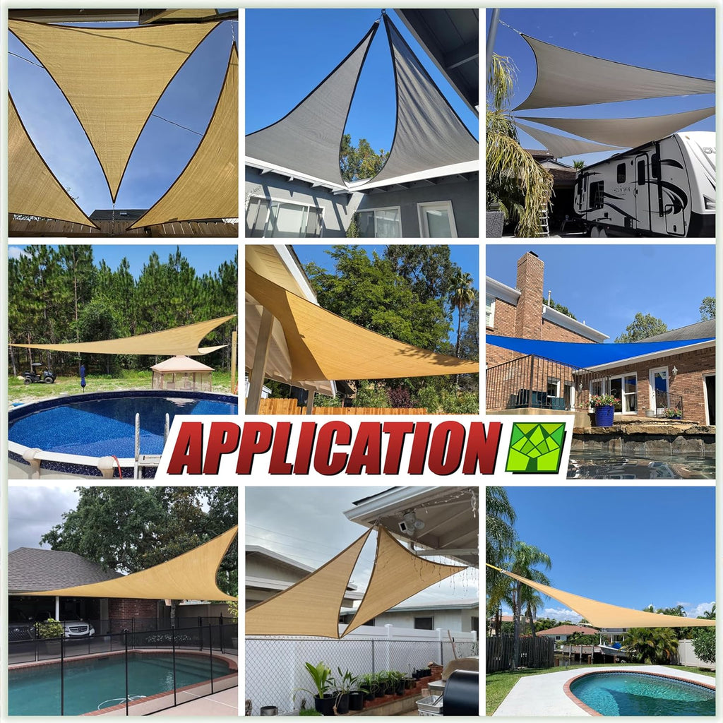 20' x 20' x 28.3' Beige Right Triangle CTAPRT20 Sun Shade Sail Canopy Mesh Fabric UV Block UPF50 - Commercial Heavy