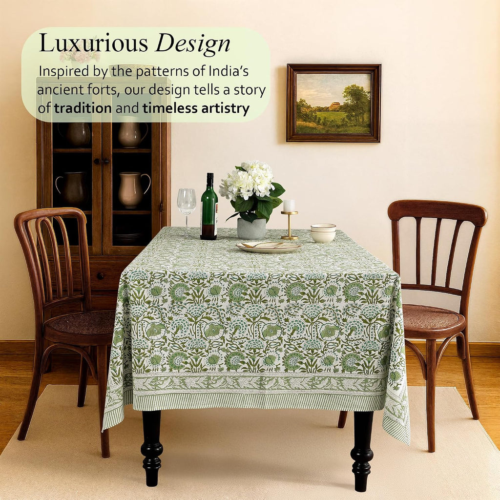 Tablecloth 100% Cotton 60x60 Inch Indian Block Print Square Table Cover, Table Cloth for Weddings, Spring/Summer