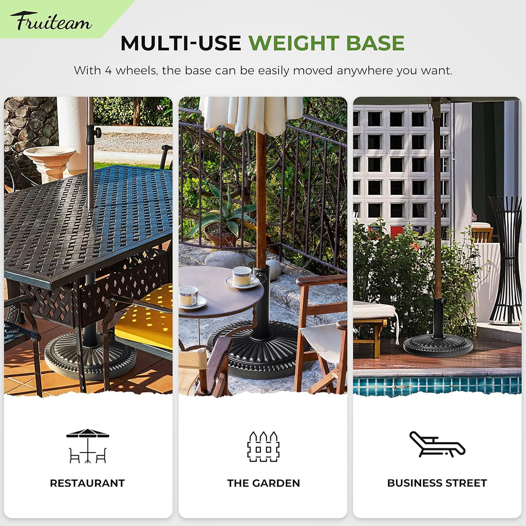 15" 23 lbs Round Patio Umbrella Base Pre-Filled Umbrella Stand Sun-Flower-Pattern Heavy Duty Market Umbrella Base Stand