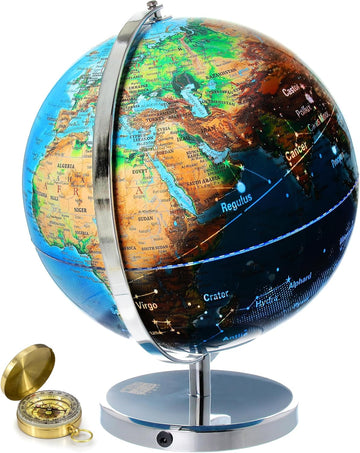 13" Illuminated Constellation World Globe for Kids & Adults