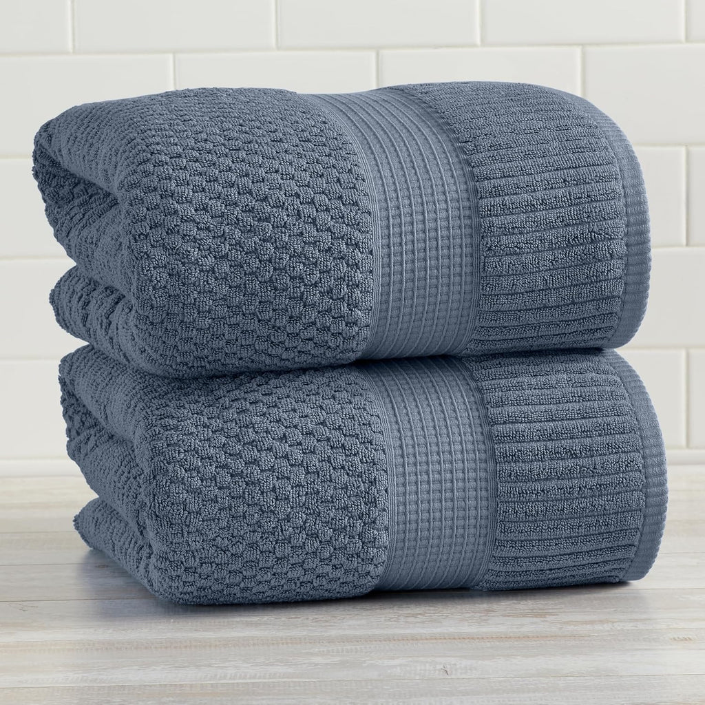 100% Cotton 2-Pack Oversized Bath Towel Set | Flint | Quick-Dry | Two Oversized 35" x 70" Bath Towels / Bath Sheets |