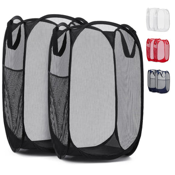 Mesh Pop-Up Hamper Collapsible with Side Pocket 2-Pack