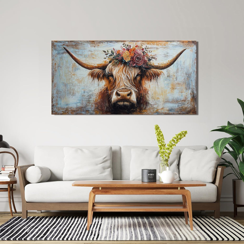 Canvas Wall Art Decor Wall Art Picutures Artwork for Wall Decor Highland Cow Wall Art Prints Vintage Wall Art