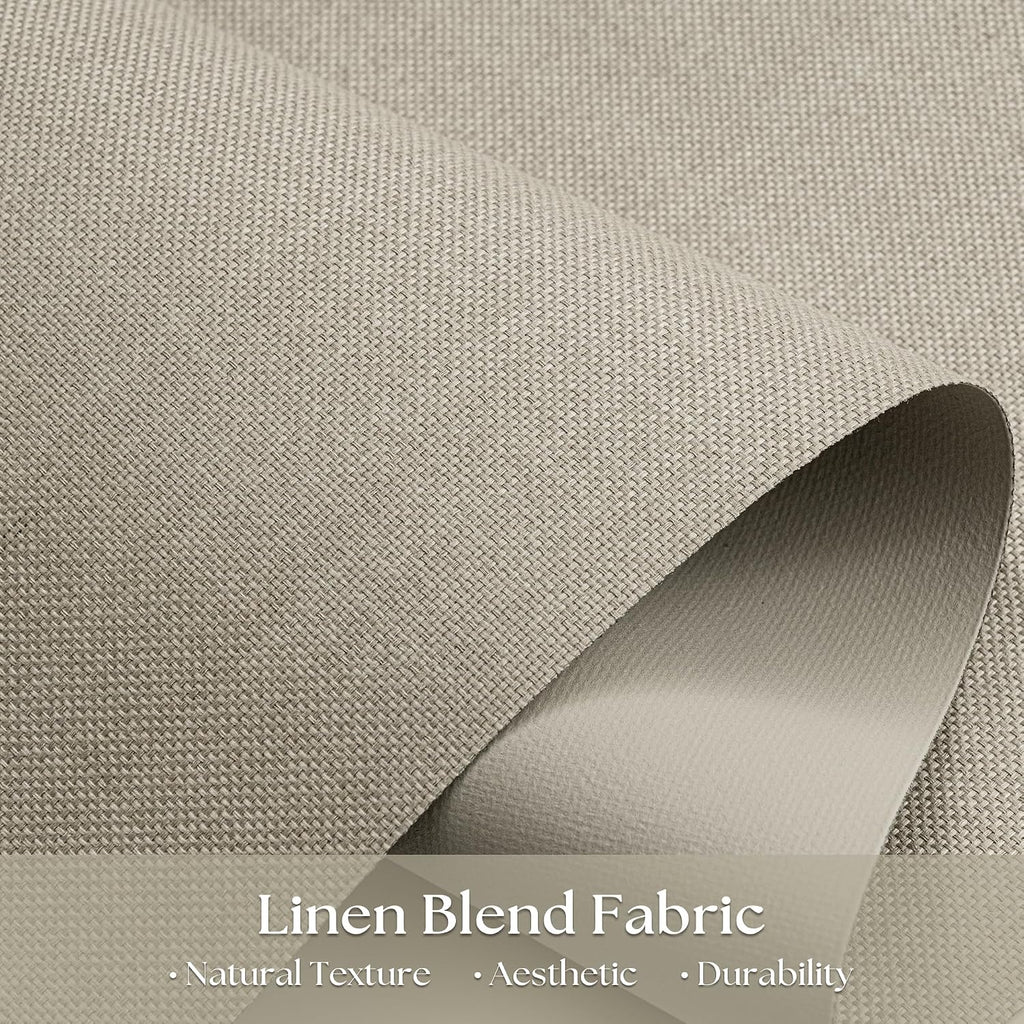 100% Blackout Roller Shades for Windows Cordless Linen Fabric Roller Blinds Thermal Insulated UV Protection Shades