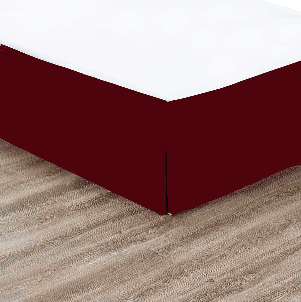 Super Soft Solid Brushed Microfiber 14" Pleated Bed Skirt/Dust Ruffle (Burgundy)