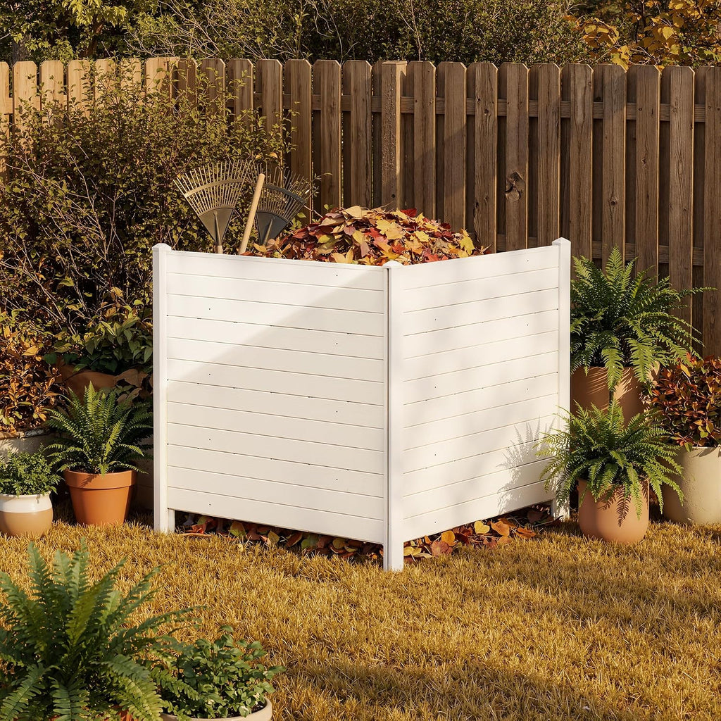 Privacy Fence Panels, 48''W x 45.4''H PVC Air Conditioner Fence with 2 Panels, Fixed Nail & Hammer, Decorative Fences