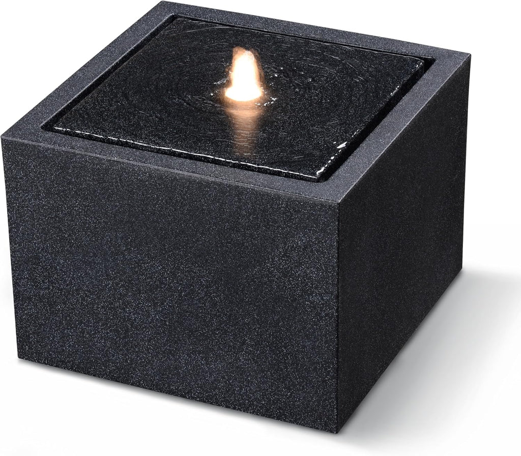 12.79” H Outdoor Water Fountain Made with Eco-Friendly Recyclable Materials, Polyethylene Square Bubbler Outdoor