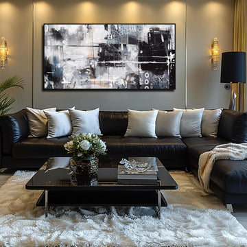 Large Abstract Canvas Wall Art - Black and White Pictures Wall Art Ready to Hang