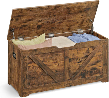 Storage Chest, Storage Trunk with 2 Safety Hinges, Storage Bench, Shoe Bench, Farmhouse Style, 15.7 x 39.4 x 18.1