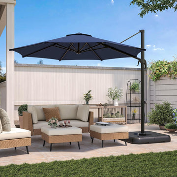 Patio Umbrella Outdoor, 10 FT Cantilever Umbrella Aluminum Offset Umbrella with 360-degree Rotation Pool, Lawn
