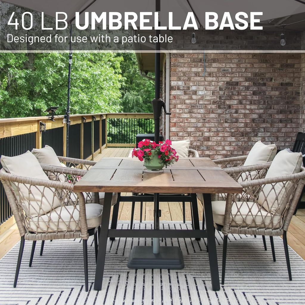 40 Pound Umbrella Base - Weighted Umbrella Base For Use With Patio Table - Heavy Duty Base for Umbrella - Gray