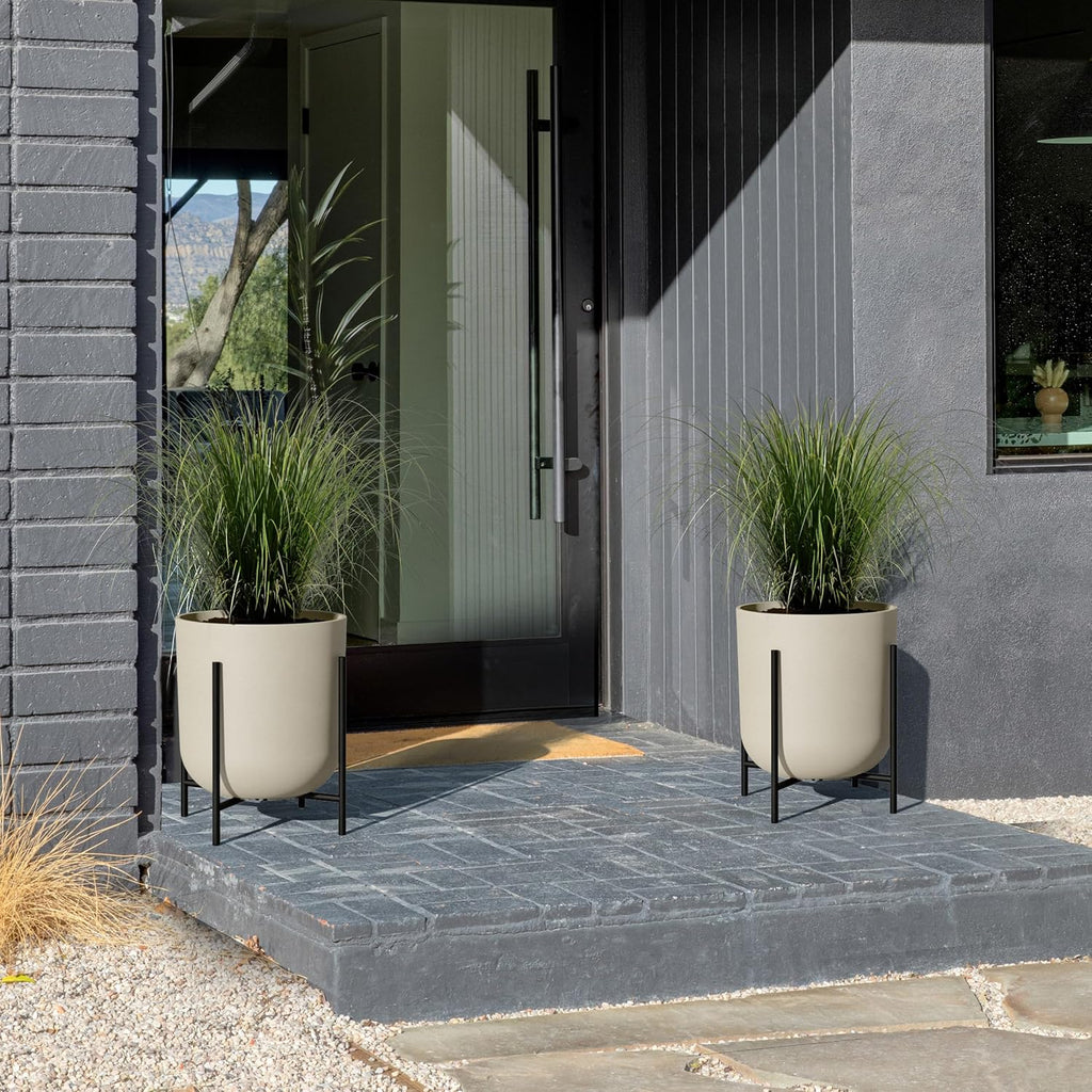 Mason Series Raised Lima Planter - Round Planter with Stand | Made From a Durable Plastic-Stone Composite & Comes