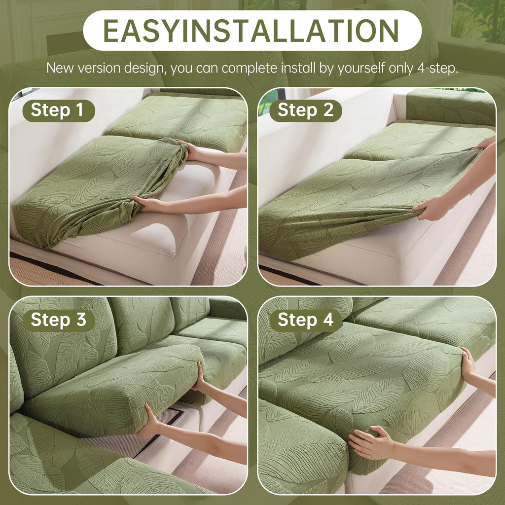 Couch Cushion Covers for L-Shaped Sofa (4PCS, 3 Small + 1 Chaise)
