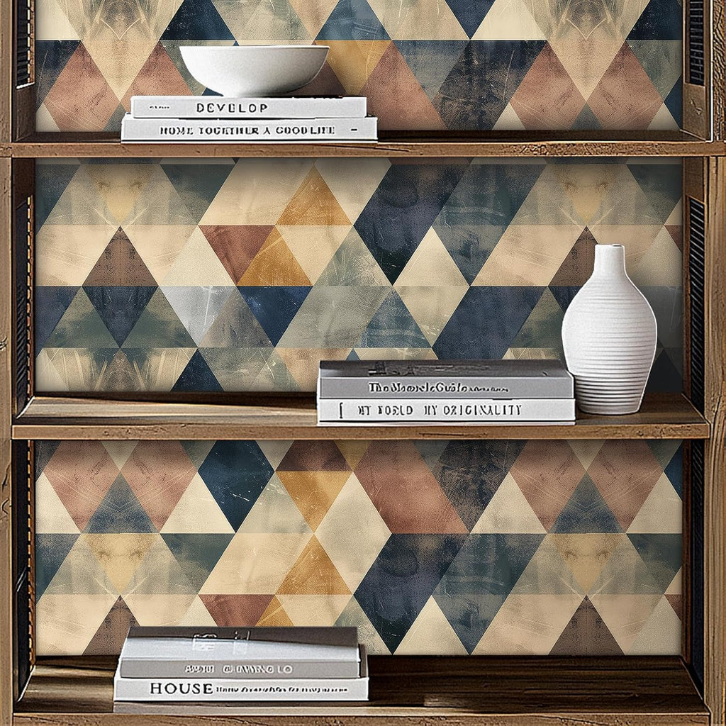 17.5x276 Retro Peel and Stick Wallpaper Geometric Mid Century Modern Wall Paper Removable Colorful Contact Paper