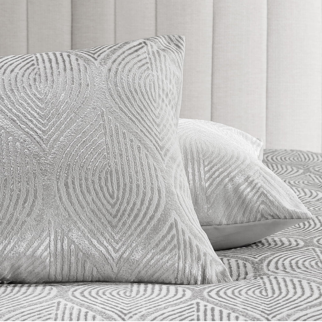 Velvet Jacquard Grey King Comforter Set, 7pc