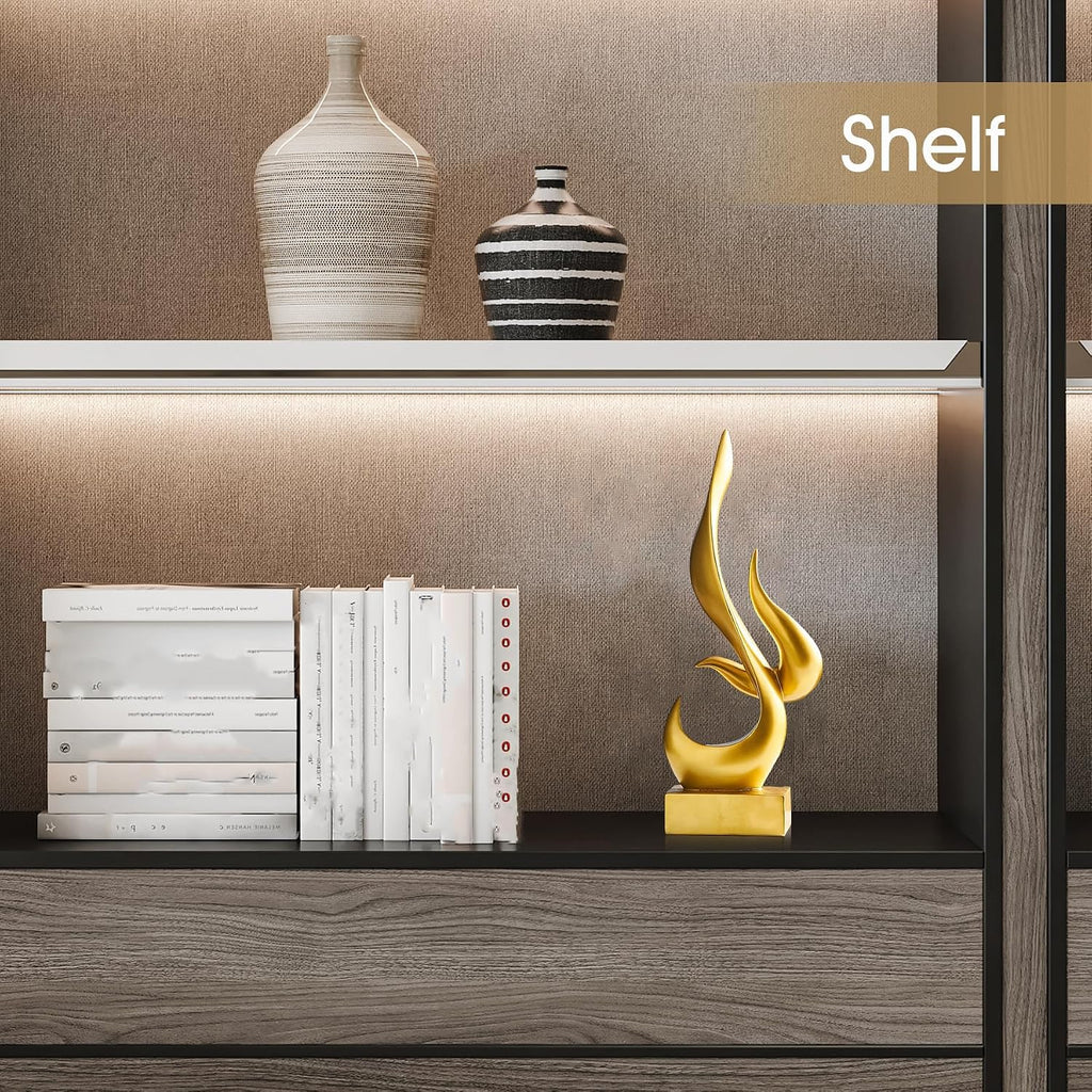 Abstract Sculpture Gold Decor: Flame Statue Resin Art Figurines Modern Home Decor TV Stand Office Shelf Accents