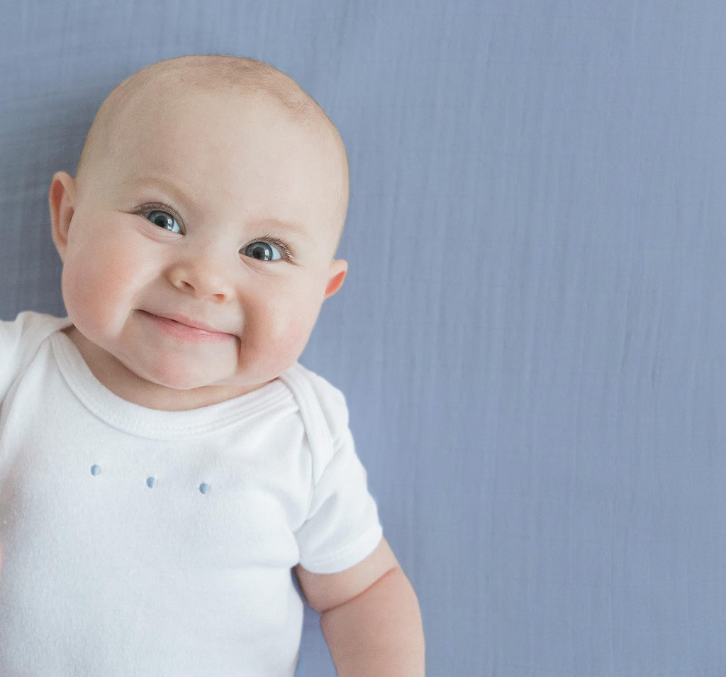 Cotton Muslin Crib & Toddler Fitted Sheet, Denim