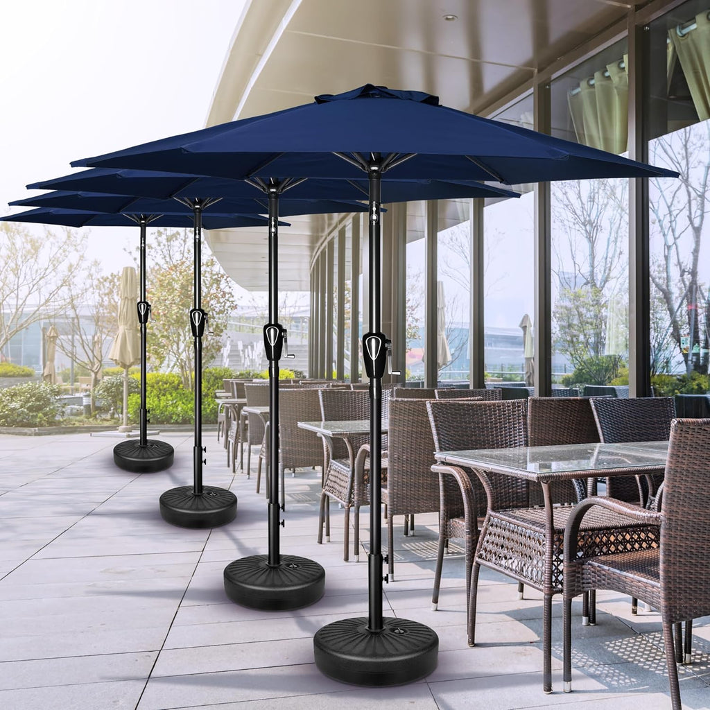 9' Patio Umbrella Outdoor Table Market Yard Umbrella with Push Button Tilt/Crank - Dark Blue