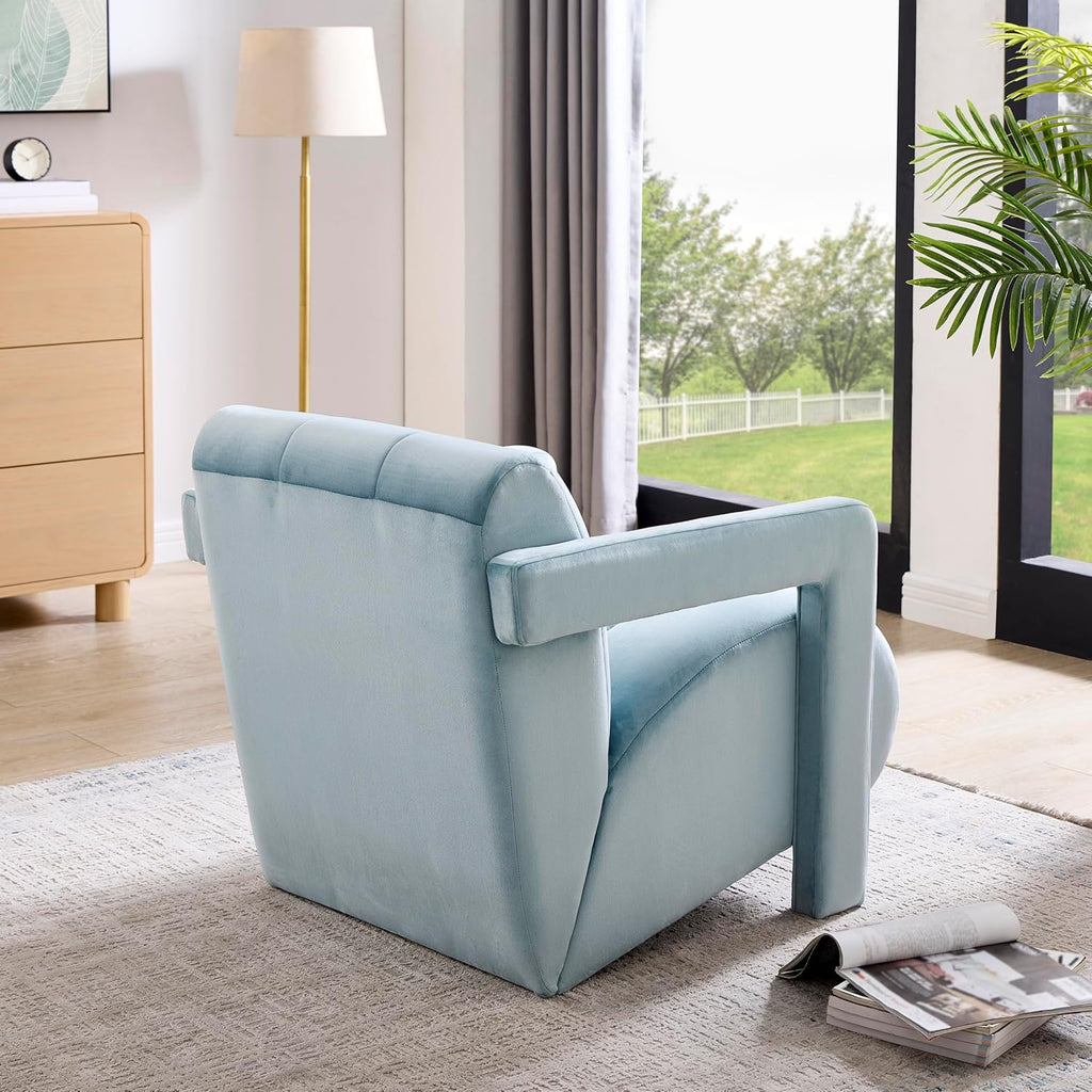 Velmor Contemporary Velvet Accent Armchair, Blue