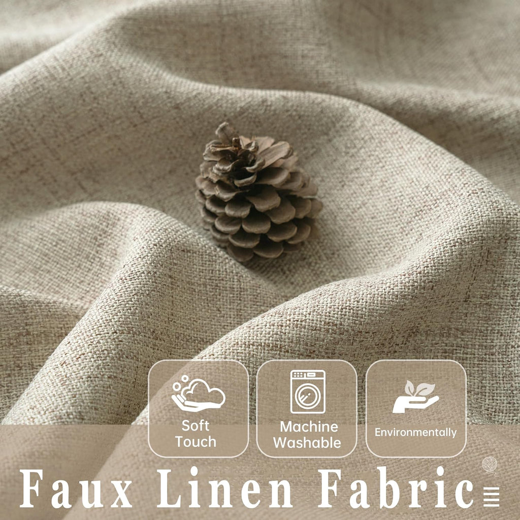 Linen Textured Curtain Valances for Windows Light Filtering 3 Inch Rod Pocket Farmhouse Country Rustic Kitchen