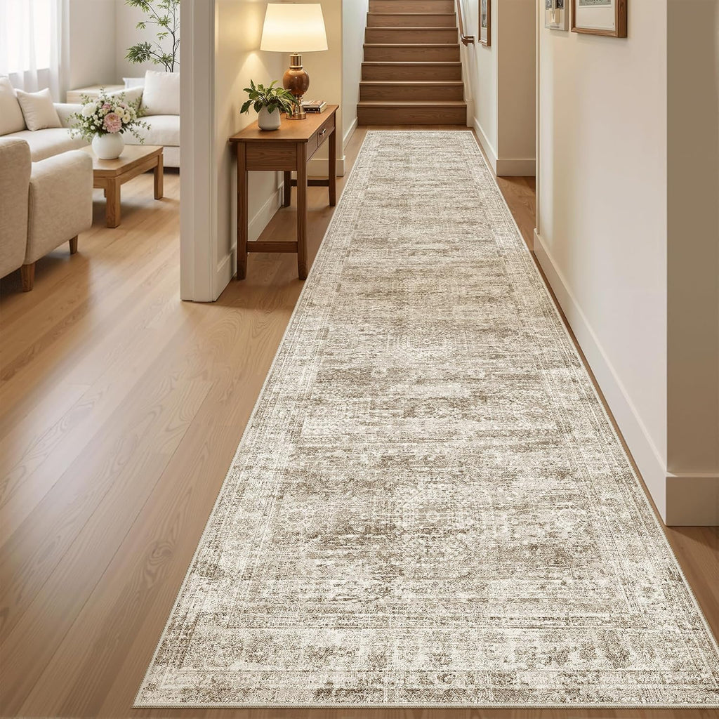 Hallway Runner Rug 2'6"x10' Non-Slip Runners Brown