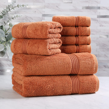Egyptian Cotton 8-Piece Towel Set, Assorted Towels Bathroom, Master Bath, Decor Essentials, Includes 2 Bath, 2 Hand