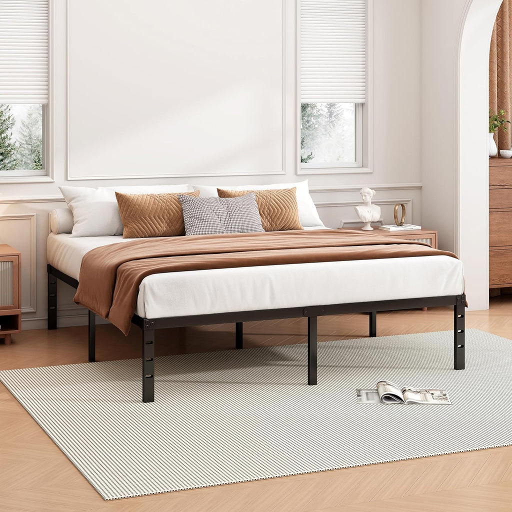 18 Inch Full Bed Frame - Sturdy Metal Platform Full, No Box Spring Needed, Heavy Duty, Easy Assembly