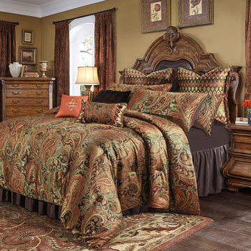 9-Piece Jacquard Comforter Set, Classic Paisley Design