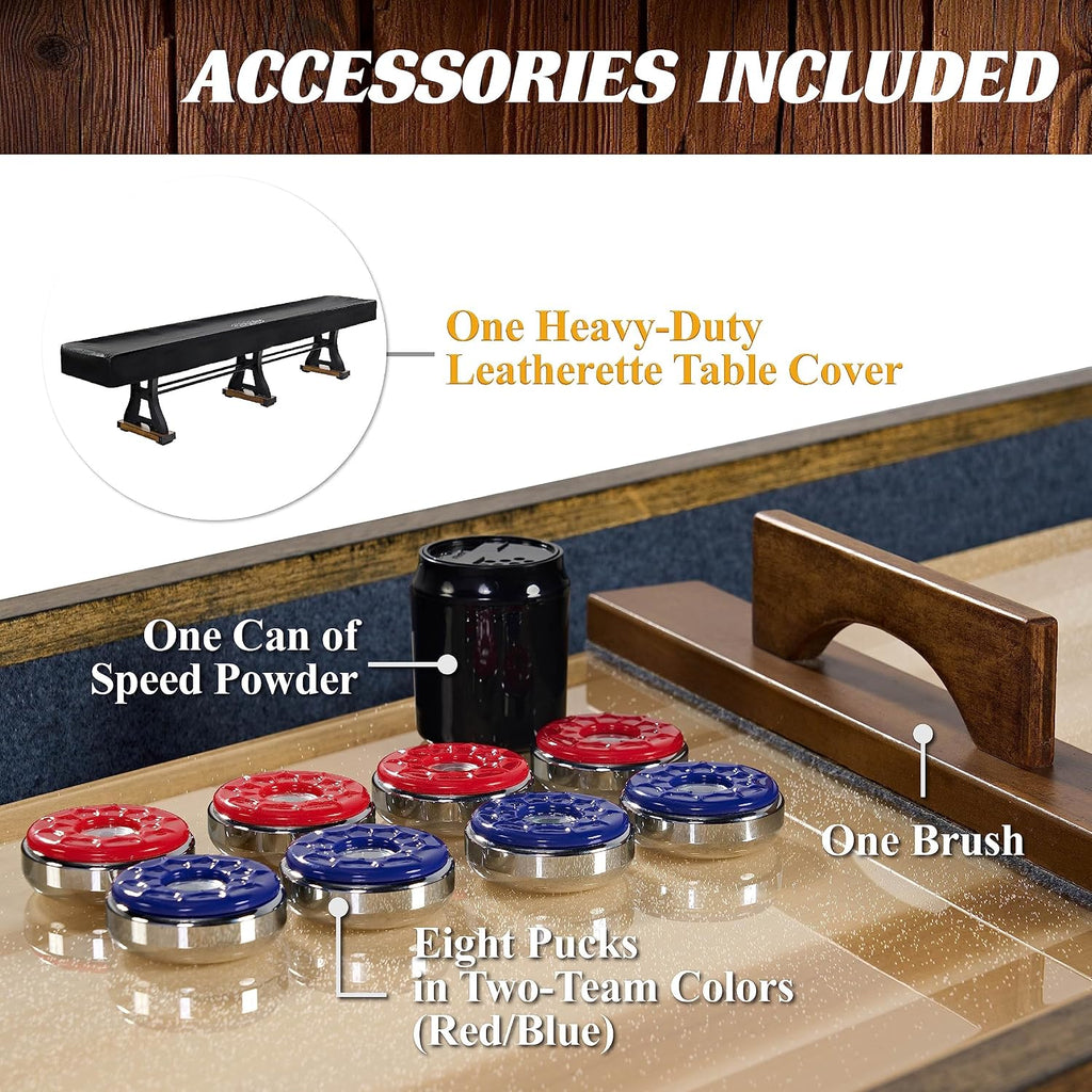 12' Coventry Scratch-Resistant Shuffleboard Table | 12ft industrial-style shuffleboard, scratch-resistant playfield