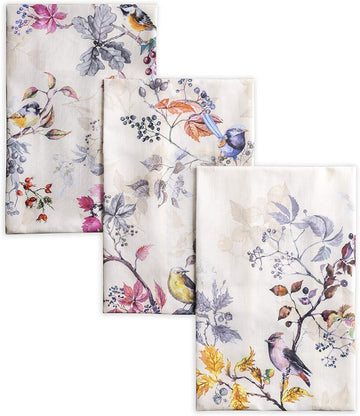 Kitchen Towels Set of 3 Reusable 100% Cotton 27.50" x 20" | Cloth Tea Dish Towels Absorbent with Hanging Loop Dining