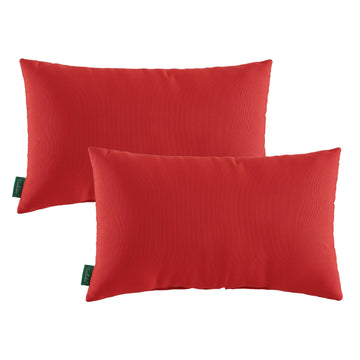 Indoor Outdoor Lumbar Pillows, Waterproof Outdoor Pillows Set of 2 Furniture, 12×20 Inch, Red