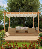 10 x 13 ft Wood-Grain Aluminum Pergola Outdoor Pergola with  - Image 2