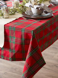 Farmhouse Christmas Plaid Dining Table & Kitchen Décor, Holiday Tablecloth, 70" Round, Red & Green